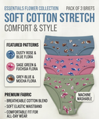 Silqueen FloraSoft Women's Cotton Bikini Panties, Floral Print, Soft Stretch, Combo Pack of 3