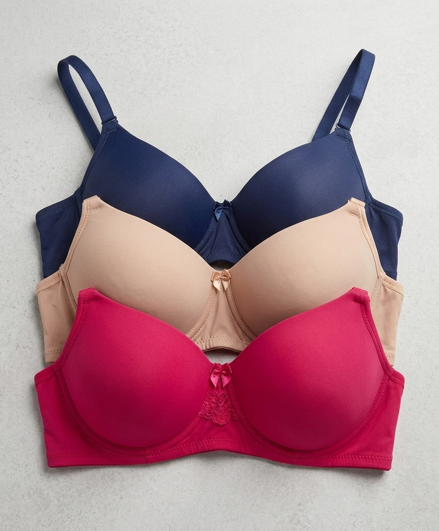 Silqueen T-Shirt Bra | Soft Padded Comfortable for Daily Use | Full Coverage | Pack of 3