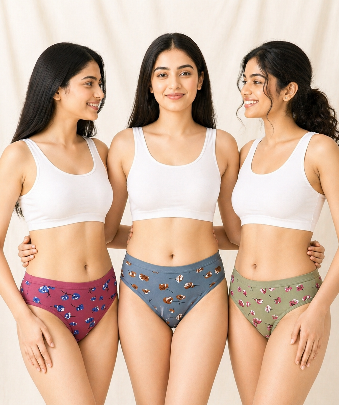 Silqueen FloraSoft Women's Cotton Bikini Panties, Floral Print, Soft Stretch, Combo Pack of 3